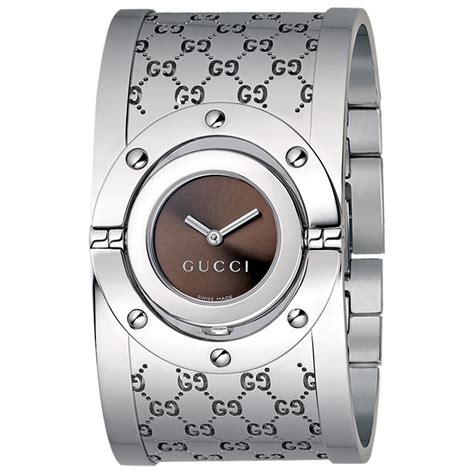 gucci stainless steel g bracelet watch w brown dial|gucci stainless steel watch women's.